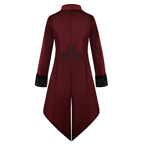 Hombres Chaqueta Steampunk Vintage Bordado Víspera de Todos los Santos Traje de Longitud Media Retro Medieval Victoriano Gótico Renacentista Uniforme de Levita