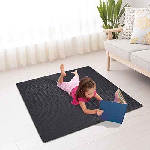 HOMCOM Alfombra Puzzle 6 Piezas Esterilla Protectora de Suelo con Bordes de Espuma EVA de 2,16 m² para Fitness Gimnasio Juego 60x60x1,2cm