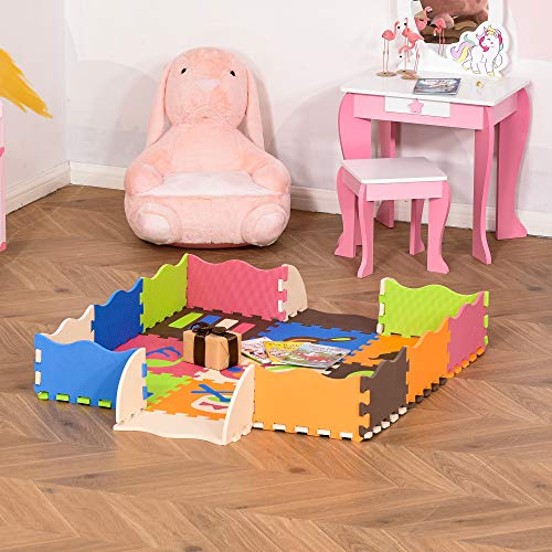 HOMCOM Alfombra Puzzle para Niños 120x90,5x16,5 cm con 25 Piezas de Espuma EVA Suave Área de Cobertura de 0,9 m² Modelo Instrumentos Musicales Multicolor