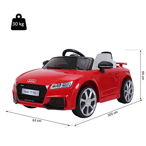 HOMCOM Audi TT Eléctrico Infantil Coche Juguete Niño 3 Años+ con Mando a Distancia con Música y Luces Modos de Aprendizaje Batería 6V Doble Apertura de Puerta Carga 30kg 103x63x44cm Color Rojo