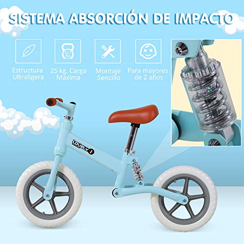 HOMCOM Bicicleta Sin Pedales para Niños Mayores de 2 Años Bicicleta Entrenamiento Equilibrio con Sillín Regulable Acolchado Rueda Antideslizante Carga 25 kg 85x36x54 cm Color Rosa