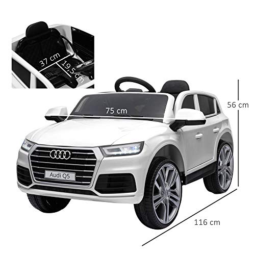 HOMCOM Coche Eléctrico para Niño +3 Años Audi Q5 con Mando a Distancia MP3 Luces y Sonidos Apertura de Puerta 116x75x56cm Carga 30kg