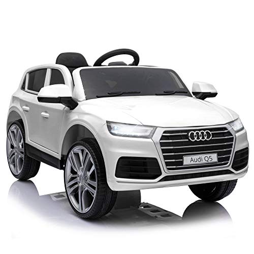 HOMCOM Coche Eléctrico para Niño +3 Años Audi Q5 con Mando a Distancia MP3 Luces y Sonidos Apertura de Puerta 116x75x56cm Carga 30kg