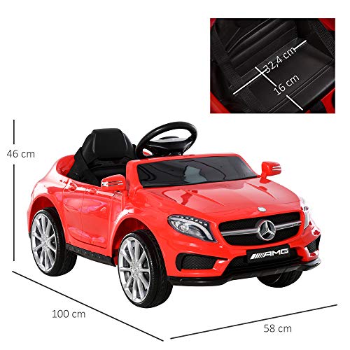 HOMCOM Coche Eléctrico para Niño 3+ Años Automóviles Infantiles Mercedes Benz GLA con Mando a Distancia MP3 USB Luces y Sonidos Apertura de Puerta Carga 30kg 100x58x46cm