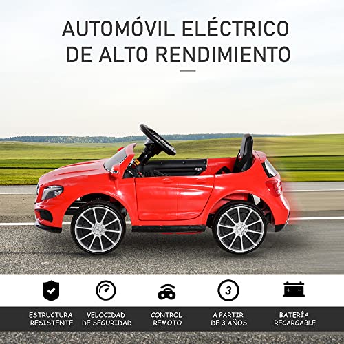 HOMCOM Coche Eléctrico para Niño 3+ Años Automóviles Infantiles Mercedes Benz GLA con Mando a Distancia MP3 USB Luces y Sonidos Apertura de Puerta Carga 30kg 100x58x46cm