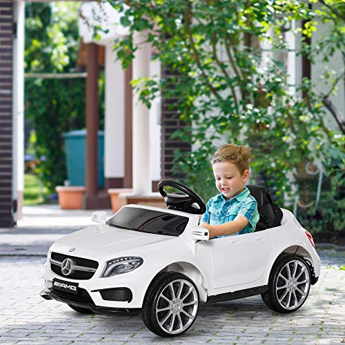 HOMCOM Coche Eléctrico para Niño 3+ Años Automóviles Infantiles Mercedes Benz GLA con Mando a Distancia MP3 USB Luces y Sonidos Apertura de Puerta Carga 30kg 100x58x46cm