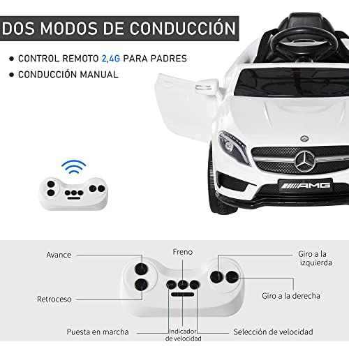 HOMCOM Coche Eléctrico para Niño 3+ Años Automóviles Infantiles Mercedes Benz GLA con Mando a Distancia MP3 USB Luces y Sonidos Apertura de Puerta Carga 30kg 100x58x46cm