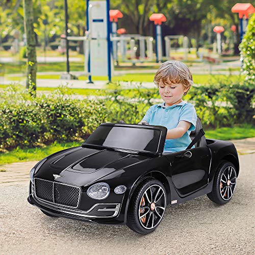 HOMCOM Coche Eléctrico para Niños 2 Modos de Control con Música Faros Brillantes Retroceder Bentley GT Licencia +3 Años Automóvil Infantil 108x60x43 cm Negro