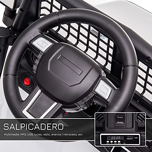 HOMCOM Coche Eléctrico para Niños de +3 Años Coche de Batería 12V con 2 Motores Control Remoto 2.4G Luces Música MP3 y Radio 99,2x66,6x66,6 cm Blanco