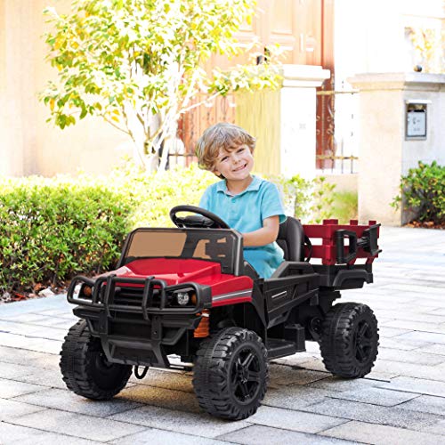 HOMCOM Coche Eléctrico para Niños de +3 Años Todoterreno con 2 Motores Control Remoto 2,4 GHz Batería Recargable 119x64,5x65 cm Rojo