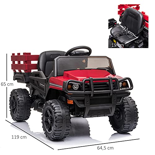 HOMCOM Coche Eléctrico para Niños de +3 Años Todoterreno con 2 Motores Control Remoto 2,4 GHz Batería Recargable 119x64,5x65 cm Rojo