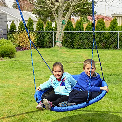 HOMCOM Columpio Nido Infantil Jardín Columpio para Bebé Asiento de Columpio Plegable Asiento Cómodo Jardín Interior y Exterior φ100x180cm Tela de Oxford Carga 100kg