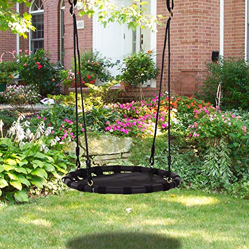 HOMCOM Columpio para Niños +3 Años Columpio Nido Infantil Columpio de Árbol Forma Redonda Carga 100kg Asiento Cómodo Tela de Oxford Jardín Exterior al Aire Libre