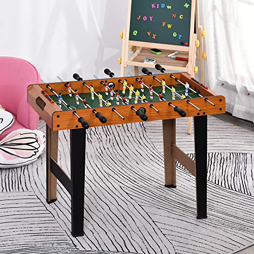 HOMCOM Mesa de Futbolín Juego de Fútbol de Mesa con 22 Jugadores Incluidos Tablas de Puntuación Agarres Cómodos Diseño Compacto 84,5x40x61,2 cm Color Madera y Negro