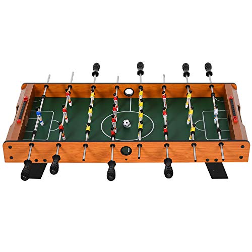 HOMCOM Mesa de Futbolín Juego de Fútbol de Mesa con 22 Jugadores Incluidos Tablas de Puntuación Agarres Cómodos Diseño Compacto 84,5x40x61,2 cm Color Madera y Negro