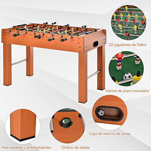 HOMCOM Mesa de Futbolín para Casa o Salas de Juego Fácil de Montar con 8 Barras y 2 Pelotas 122x61x80,7cm