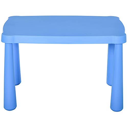 HOMCOM Mesa Infantil Rectangular de +2 Años con Pies y Bordes Redondos Mesita Infantil para Interiores y Exteriores Carga Máx. 30 kg 76,5x54,5x49,5 cm Azul