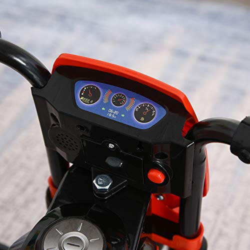 HOMCOM Moto Correpasillos Infantil para Niños de +18 Meses con Apariencia de Moto de Montaña con 3 Ruedas con Luces y Sonido Pedales Diseño Único 71x40x51 cm Rojo