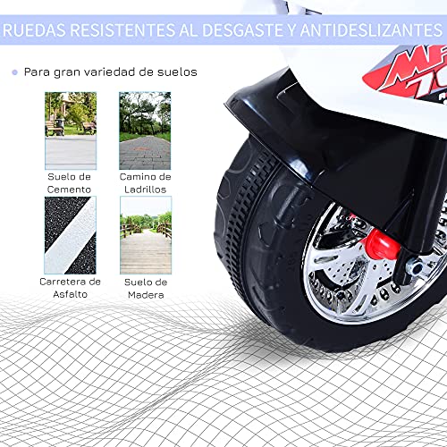 HOMCOM Moto Eléctrica Infantil Batería 6V Niños 3-8 años Coche Triciclo Niño con Caja de Almacenamiento Metal 112x51x73cm