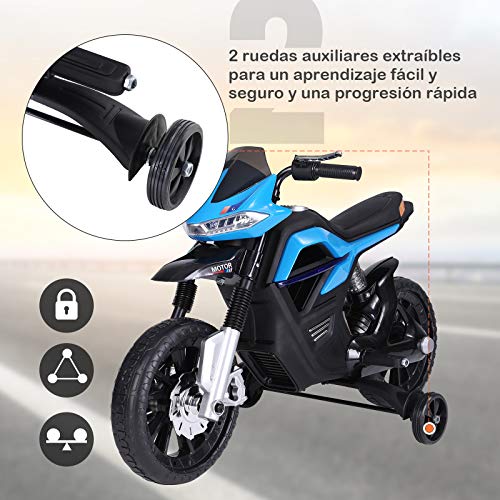 HOMCOM Moto Eléctrica para Niños 3+ años Moto de Juguete Infantil Batería 6V con Luces y Música 105x52.3x62.3cm