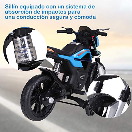 HOMCOM Moto Eléctrica para Niños 3+ años Moto de Juguete Infantil Batería 6V con Luces y Música 105x52.3x62.3cm