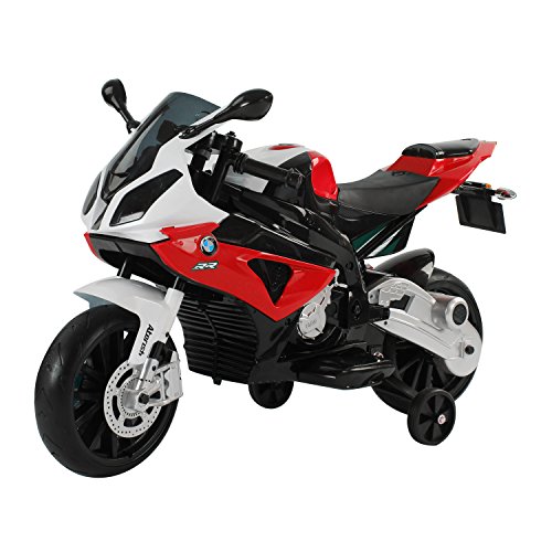 HOMCOM Moto Eléctrica para Niños de +3 Años 12V Licenciado BMW con Faros Bocina 2 Ruedas de Equilibrio Velocidad Máx. de 5 km/h 110x47x69 cm Rojo