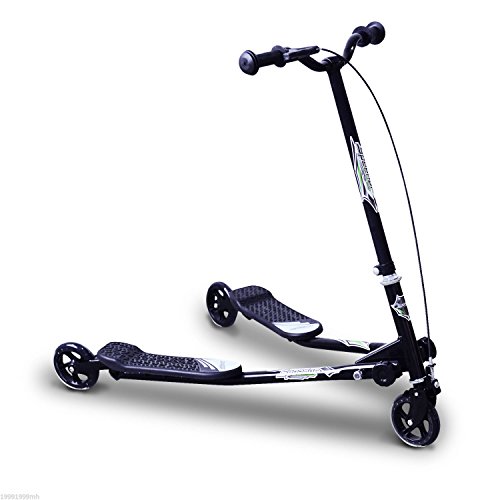 HOMCOM Patinete Scooter de 3 Ruedas Plegable Scooter de Oscilación Reductor para Niños +4 Años con Freno Manillar Ajustable Carga 50kg Marco Acero Negro