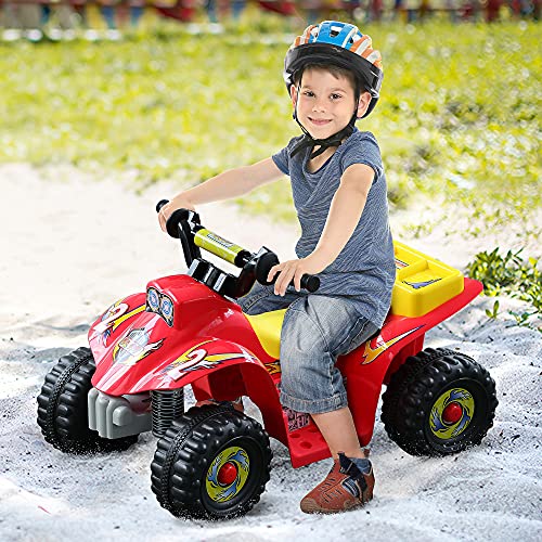 HOMCOM Quad Bateria 6V Moto Eléctrica Infantil Niños +18 Meses Velocidad 2'5 Km/h Carga Máx 20 Kg Sonido Luces Cargador Incluido