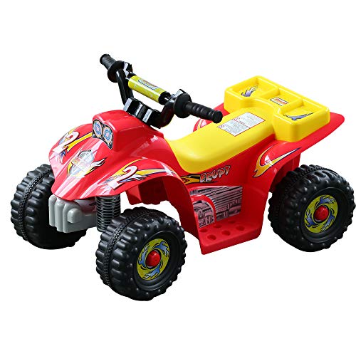 HOMCOM Quad Bateria 6V Moto Eléctrica Infantil Niños +18 Meses Velocidad 2'5 Km/h Carga Máx 20 Kg Sonido Luces Cargador Incluido