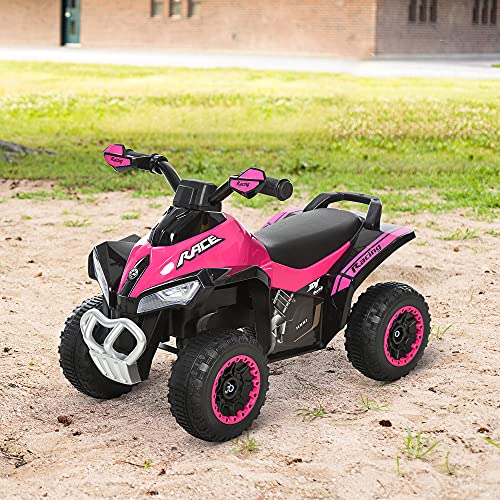 HOMCOM Quad Correpasillo Cuatrimoto para Niños Mayores de 18 Meses con Función de Luces y Música Diseño Novedoso Soporta hasta 20 kg 67,5x38x44 cm Rosa