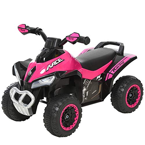 HOMCOM Quad Correpasillo Cuatrimoto para Niños Mayores de 18 Meses con Función de Luces y Música Diseño Novedoso Soporta hasta 20 kg 67,5x38x44 cm Rosa