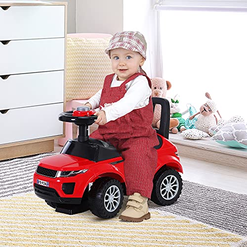 HOMCOM Quad Correpasillos Niño Coche sin Pedales para Bebé Juguete Andador Estilo Carrera con Orador 62x28x41,5cm