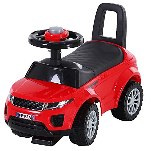 HOMCOM Quad Correpasillos Niño Coche sin Pedales para Bebé Juguete Andador Estilo Carrera con Orador 62x28x41,5cm