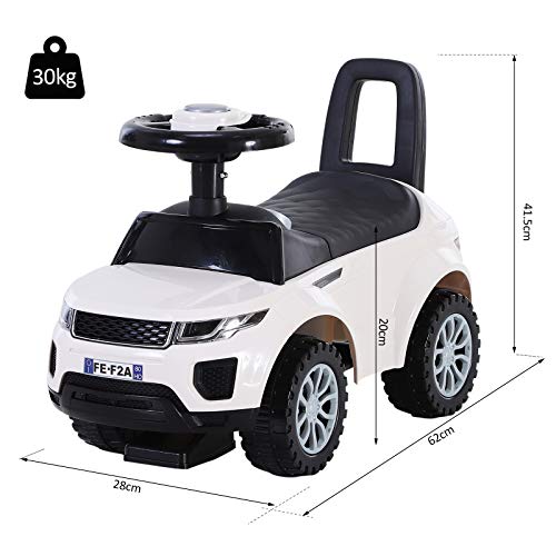 HOMCOM Quad Correpasillos Niño Coche sin Pedales para Bebé Juguete Andador Estilo Carrera con Orador 62x28x41,5cm