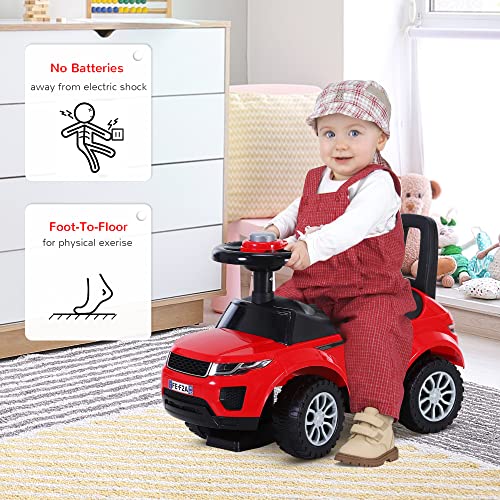 HOMCOM Quad Correpasillos Niño Coche sin Pedales para Bebé Juguete Andador Estilo Carrera con Orador 62x28x41,5cm