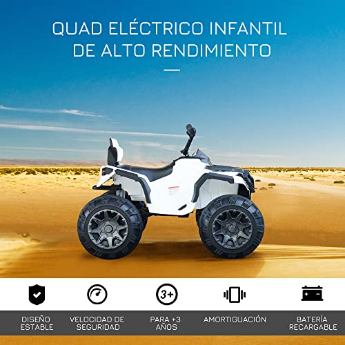 HOMCOM Quad Eléctrico Niño Coche Eléctrico Cuatrimoto Batería 12V con MP3 Radio Luces Sonidos 103,5x69,5x70 cm Carga 30kg