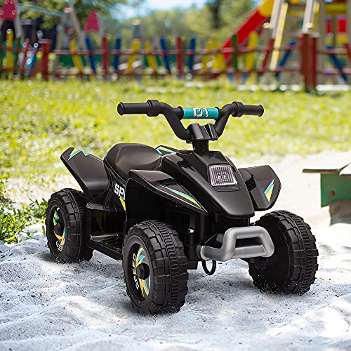 HOMCOM Quad Eléctrico para Niños de +3 Años Vehículo Eléctrico Cuatrimoto a Batería 6V con Avance y Retroceso Carga Máx. 30 kg 72x40x45,5 cm Negro