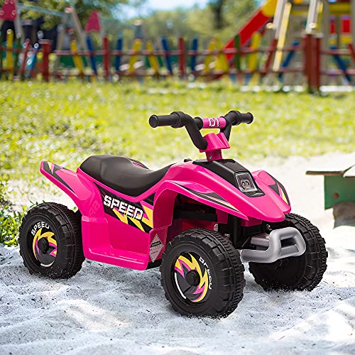 HOMCOM Quad Eléctrico para Niños de +3 Años Vehículo Eléctrico Cuatrimoto a Batería 6V con Avance y Retroceso Carga Máx. 30 kg 72x40x45,5 cm Rosa