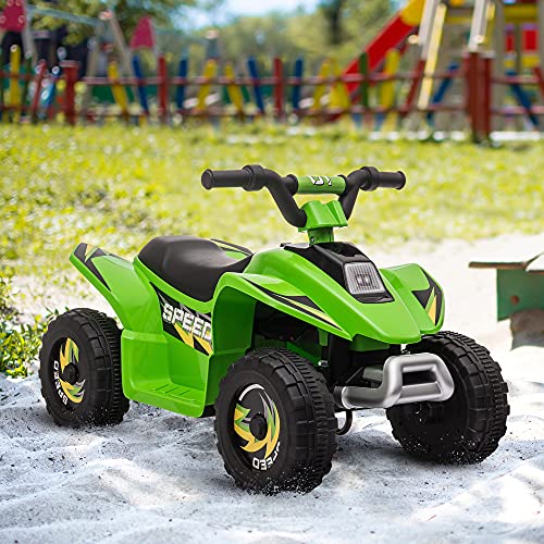 HOMCOM Quad Eléctrico para Niños de +3 Años Vehículo Eléctrico Cuatrimoto a Batería 6V con Avance y Retroceso Carga Máx. 30 kg 72x40x45,5 cm Verde