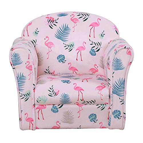 HOMCOM Sillón Infantil Bonito Mini Sofá para Niños Mayores de 12 Meses Ergonómico Patas Antideslizantes Asiento Acolchado Grueso 50x39x44 cm Rosa