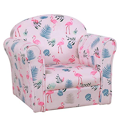 HOMCOM Sillón Infantil Bonito Mini Sofá para Niños Mayores de 12 Meses Ergonómico Patas Antideslizantes Asiento Acolchado Grueso 50x39x44 cm Rosa