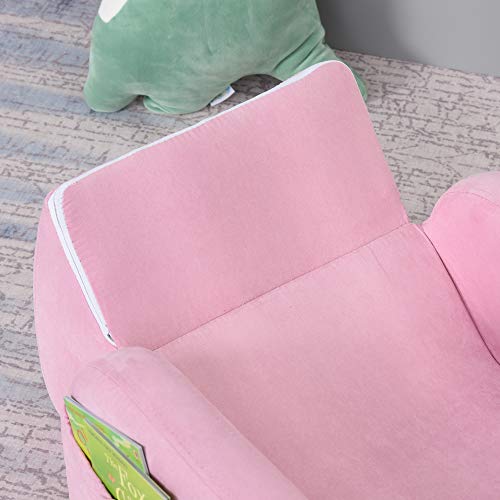 HOMCOM Sillón para Niños Sofá Transformable Diseño 2 en 1 Cama Infantil Plegable de 2 Posiciones con Reposabrazos Asiento Ancho Acolchado 47x45x38 cm Rosa