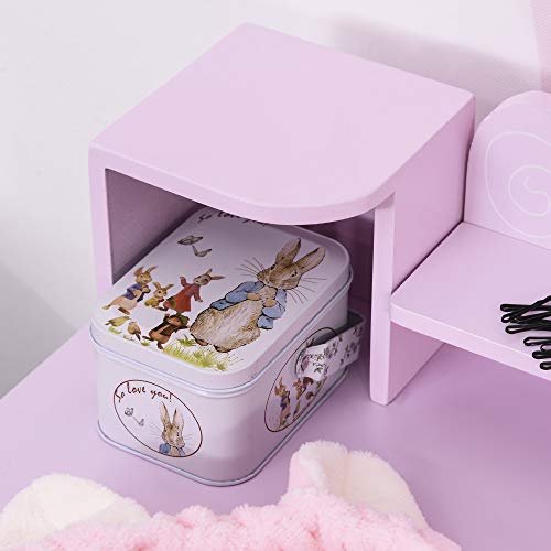 HOMCOM Tocador Infantil con Taburete y Espejo Tipo Princesa Mesita de Maquillaje de Madera Rosa Juguete para Niñas 60x34x93 cm