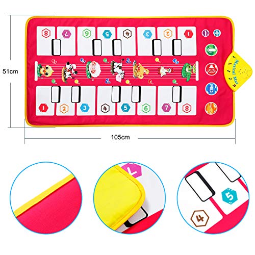 Homealexa Alfombra Piano de Suelo Alfombra Musical de Teclado Alfombrilla Musical Tapete Baile Estera Piano Mat Touch Juego Regalo Juguete para Niños 105 x 51 cm