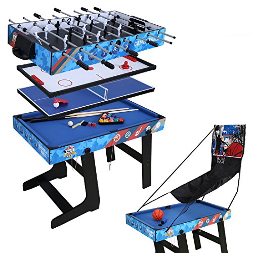 homelikesport Mesa de Juego 5 en 1 para Fútbol Honkey Ping Pong Billar Baloncesto