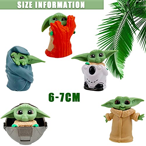 HONGECB Baby Yoda Doll Figure, Baby Yoda Figura de Acción, Figuras de Cupcakes, Suministros para Fiesta, Mini Juguetes para niños Decoración de Escritorio, 5 Piezas