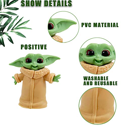 HONGECB Baby Yoda Doll Figure, Baby Yoda Figura de Acción, Figuras de Cupcakes, Suministros para Fiesta, Mini Juguetes para niños Decoración de Escritorio, 5 Piezas