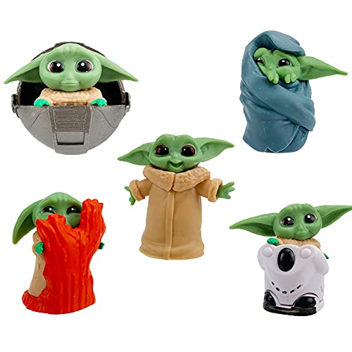 HONGECB Baby Yoda Doll Figure, Baby Yoda Figura de Acción, Figuras de Cupcakes, Suministros para Fiesta, Mini Juguetes para niños Decoración de Escritorio, 5 Piezas