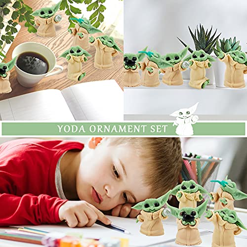 HONGECB Baby Yoda Figuras, Juego de Mini Figuras, Baby Yoda Doll Figure, Mini Yoda Mandalorian Collection Decoración de Pasteles, Modelo de Acción para la Oficina o Los Niños, 5 Piezas