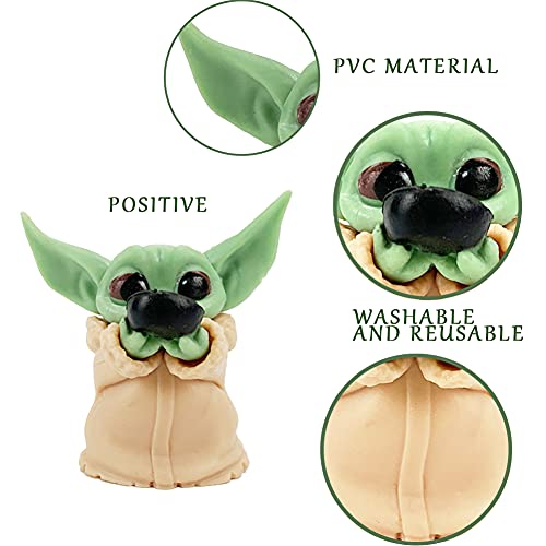 HONGECB Baby Yoda Figuras, Juego de Mini Figuras, Baby Yoda Doll Figure, Mini Yoda Mandalorian Collection Decoración de Pasteles, Modelo de Acción para la Oficina o Los Niños, 5 Piezas